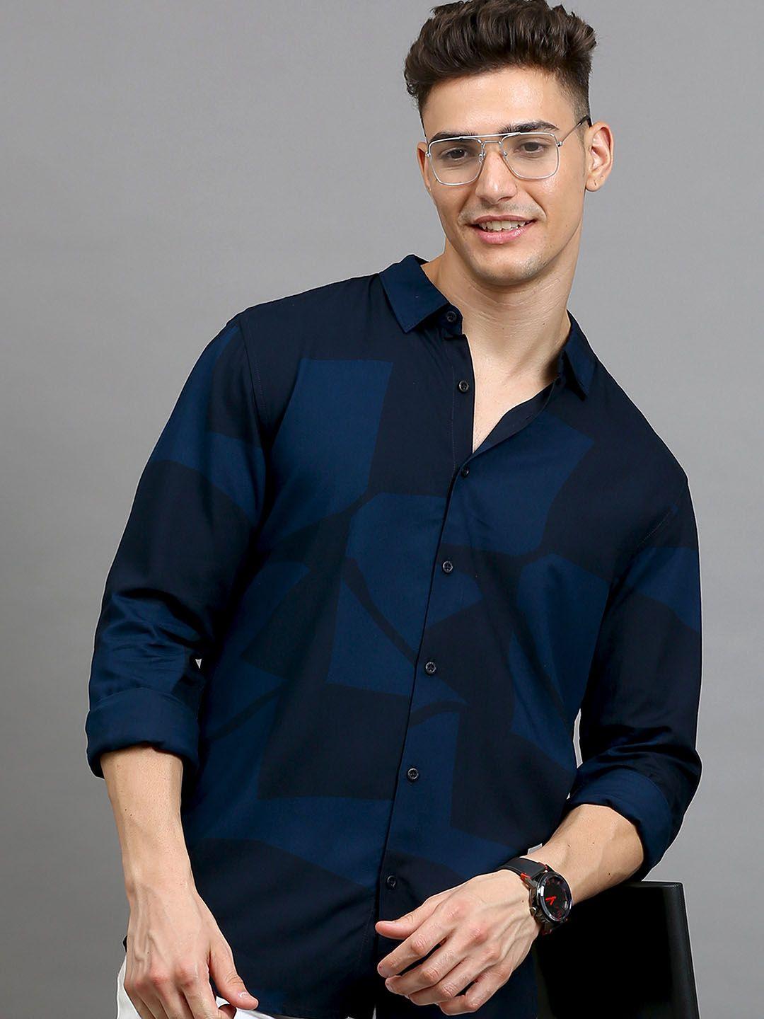HERE&NOW Geometric Printed Slim Fit Opaque Casual Shirt