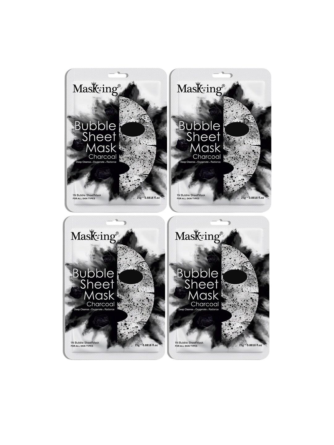 MasKing Pack of 4 Bubble Charcoal Facial Sheet Masks