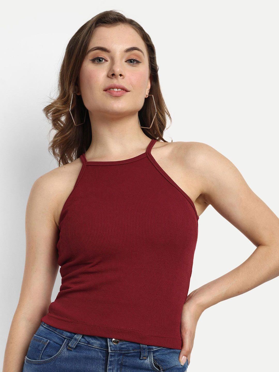FERY LONDON Halter Neck Crop Fitted Top