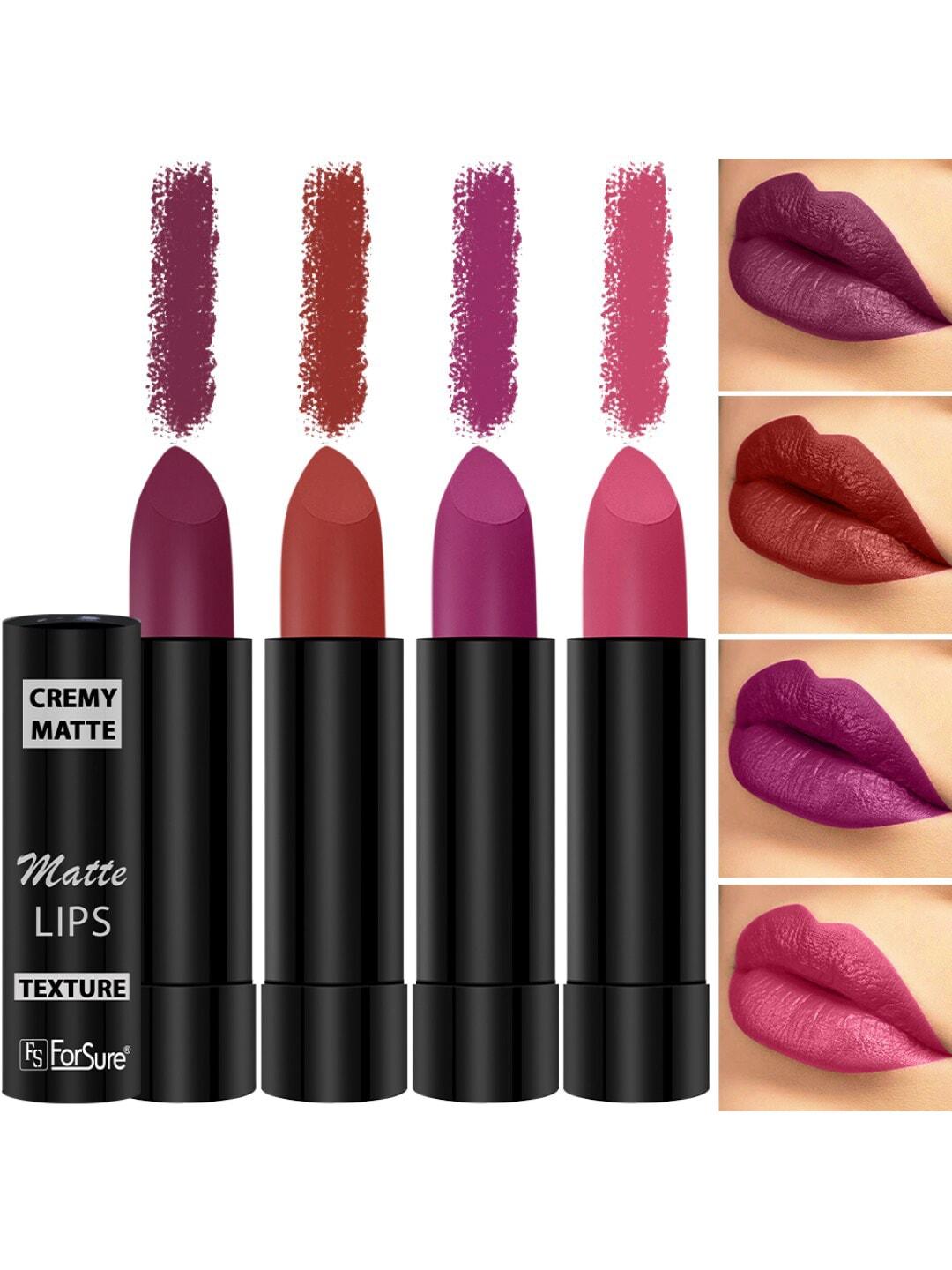 ForSure Set of 4 Cremy Matte Long Lasting & Lightweight Lipstick - Shades 52-55-58-60