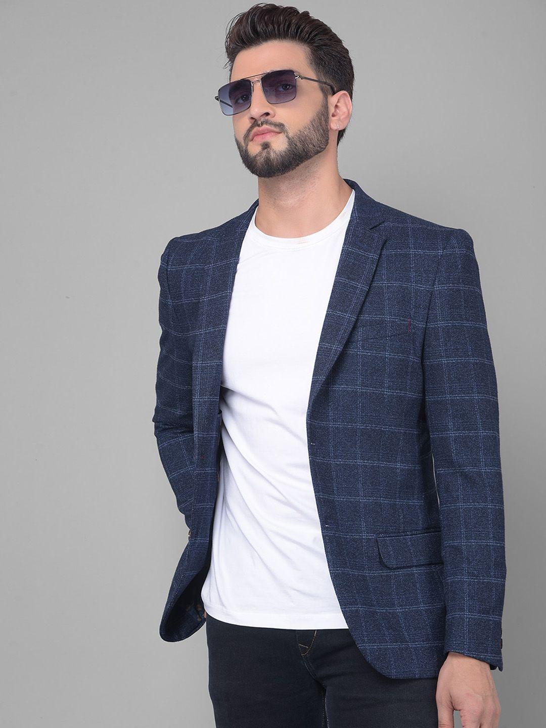 crimsoune-club-checked-notched-lapel-collar-single-breasted-slim-fit-casual-blazer