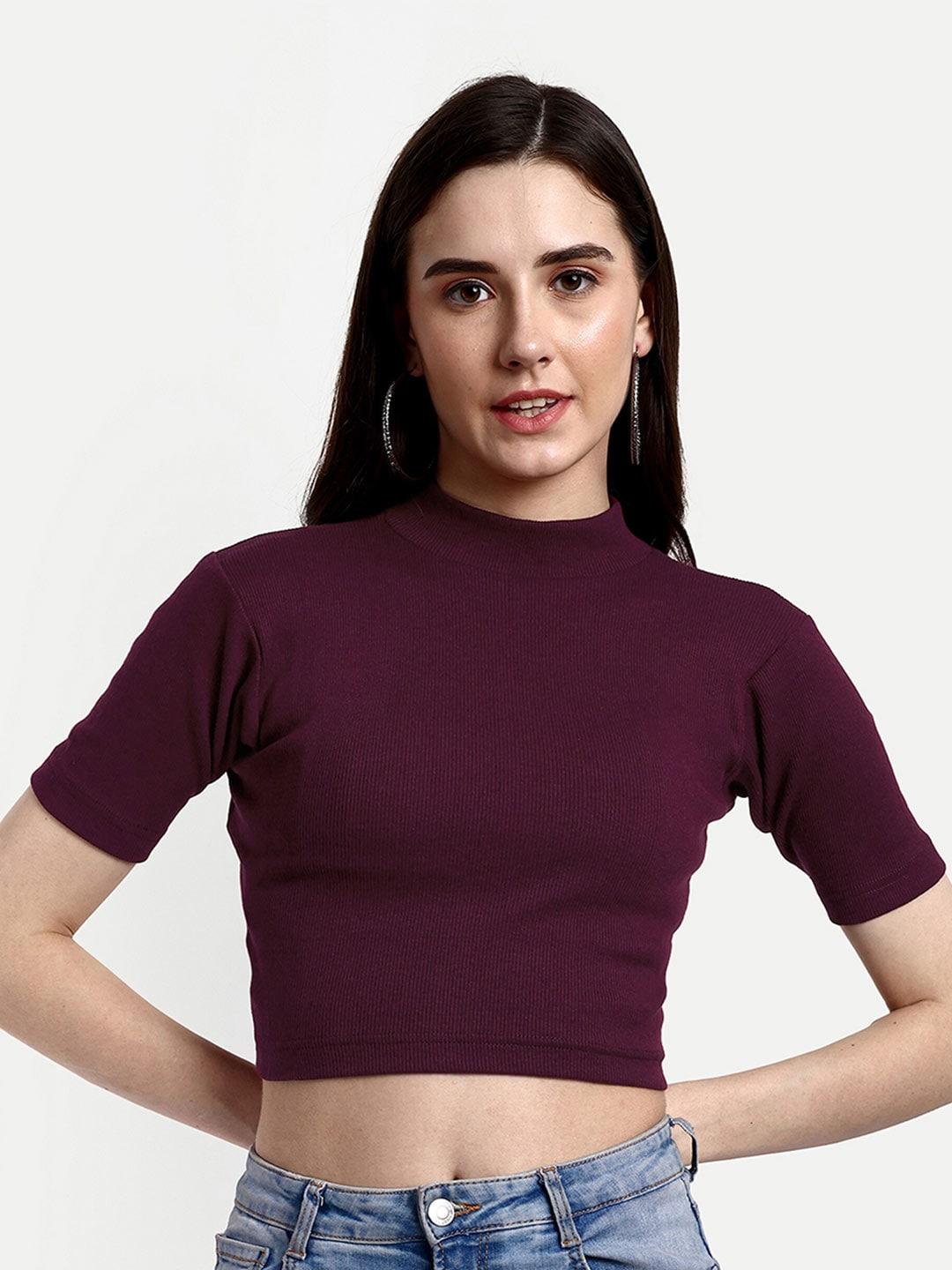 FERY LONDON Ribbed Cotton Fitted Crop Top