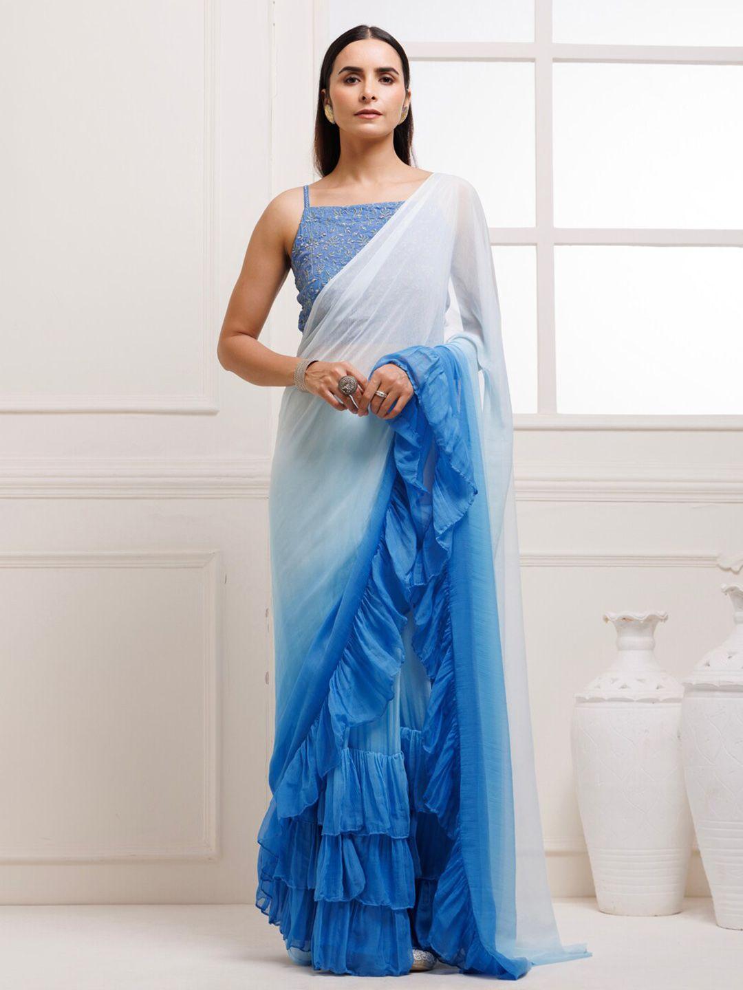 Geroo Jaipur Ombre Ready To Wear Saree With Stitched Blouse