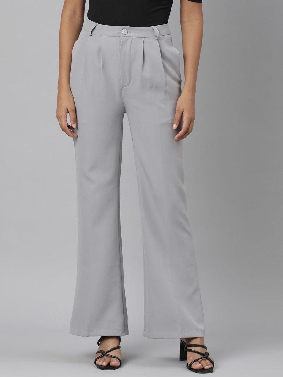 showoff-women-relaxed-straight-leg-flared-wrinkle-free-cotton-bootcut-trouser