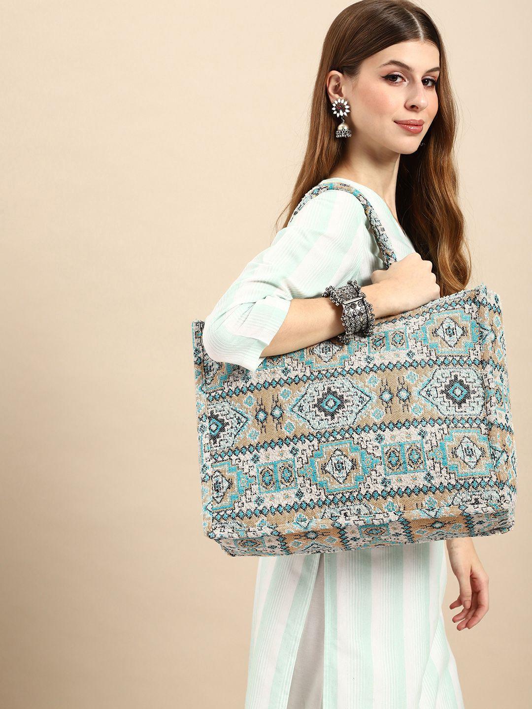 Anouk Ethnic Motifs Printed Embroidered Oversized Shopper Tote Bag