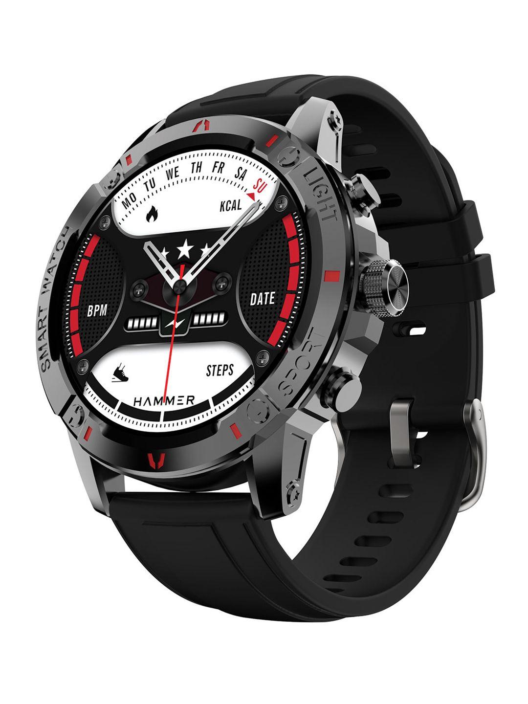 hammer-black-luxor-1.45"-amoled-display-smart-watch-with-round-dial,-bluetooth-calling
