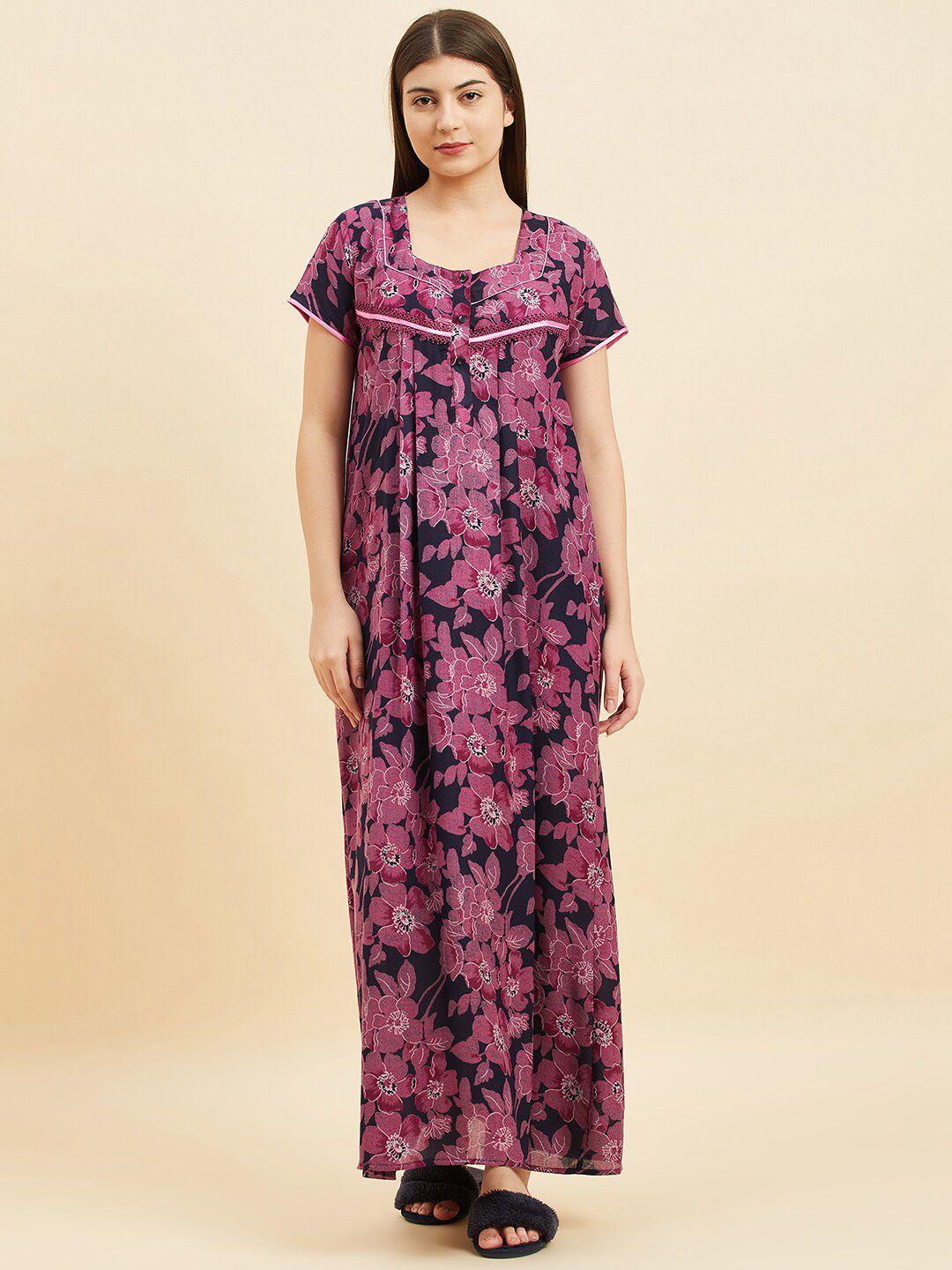 sweet-dreams-floral-printed-square-neck-pure-cotton-maxi-nightdress