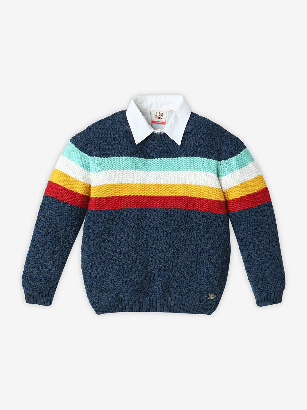 ed-a-mamma-boys-colourblocked-round-neck-long-sleeve-cotton-pullover-sweater