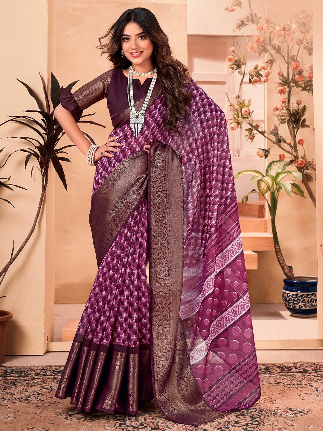 saree-mall-purple-&-white-geometric-printed-zari-sungudi-sarees