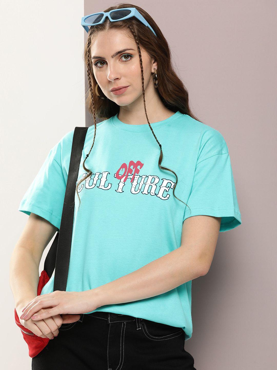 Kook N Keech Typography Printed Drop-Shoulder Sleeves Oversized Pure Cotton T-shirt
