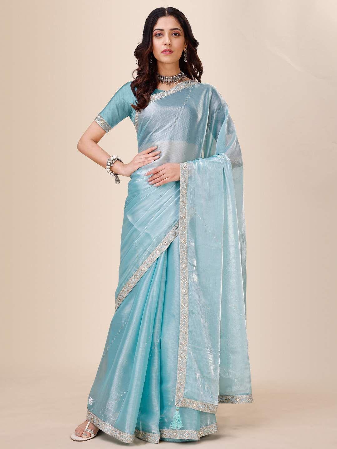 Indian Women Ethnic Motifs Sequinned Silk Cotton Saree