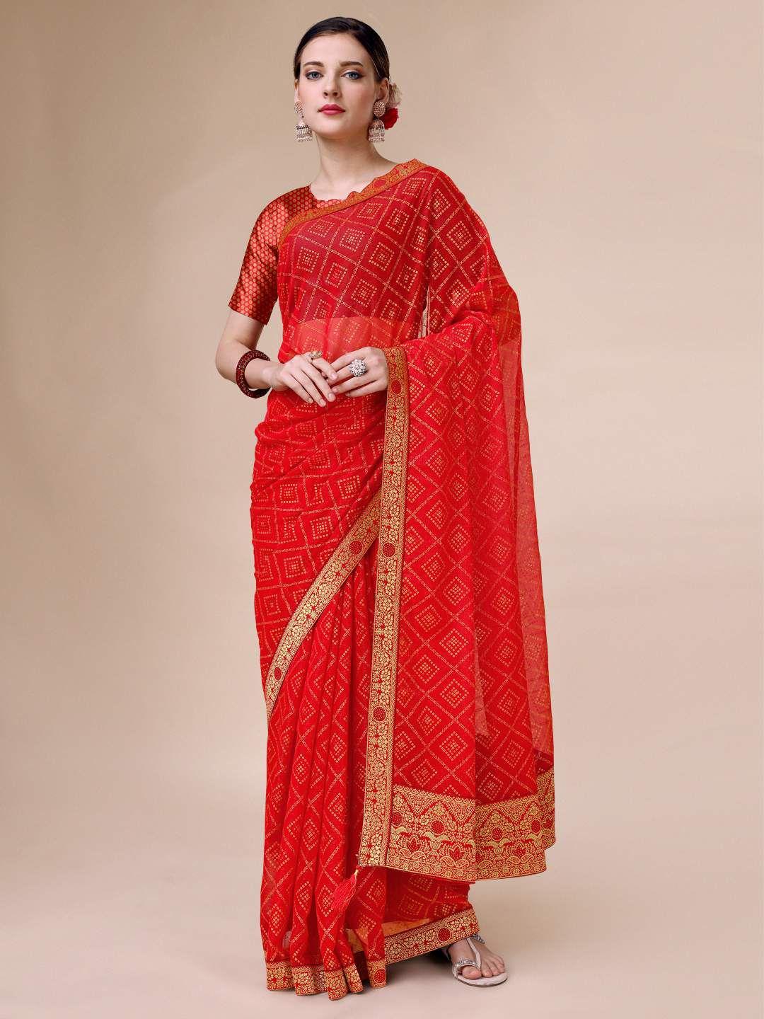 indian-women-bandhani-foil-printed-zari-pure-chiffon-saree