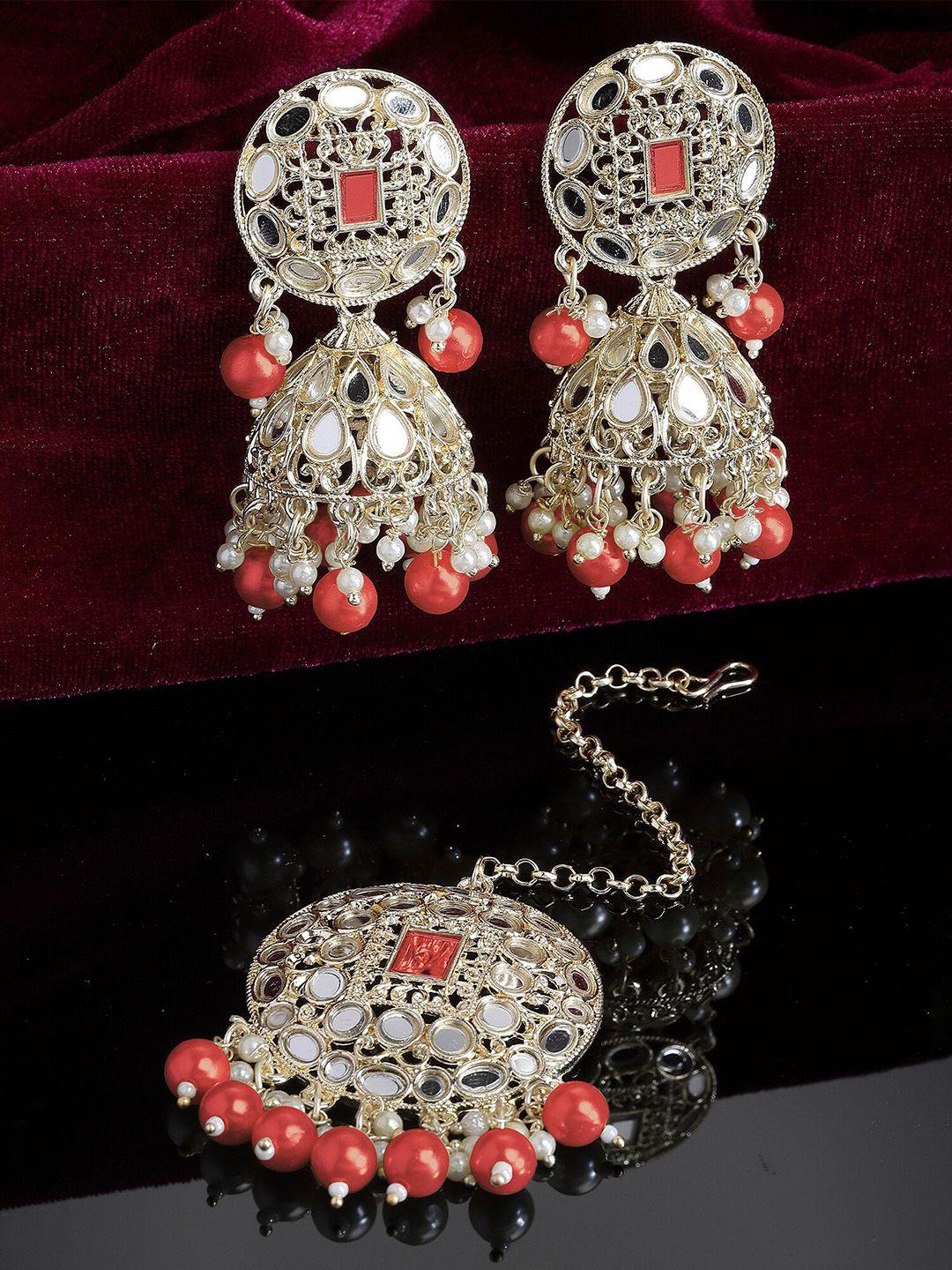 KARATCART Gold-Plated Kundan-Studded Jewellery Set
