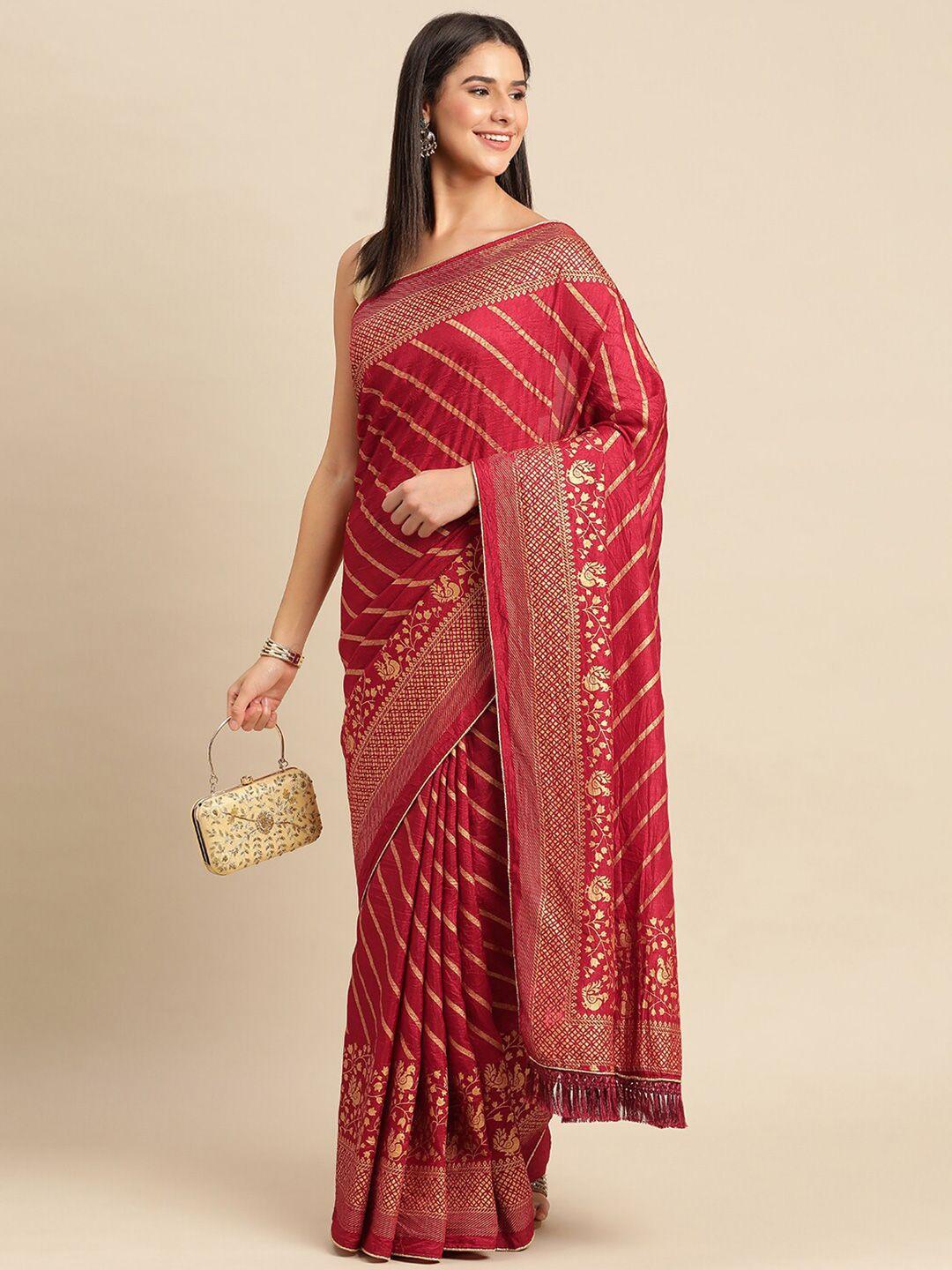 kalini-striped-foil-work-vichitra-silk--saree