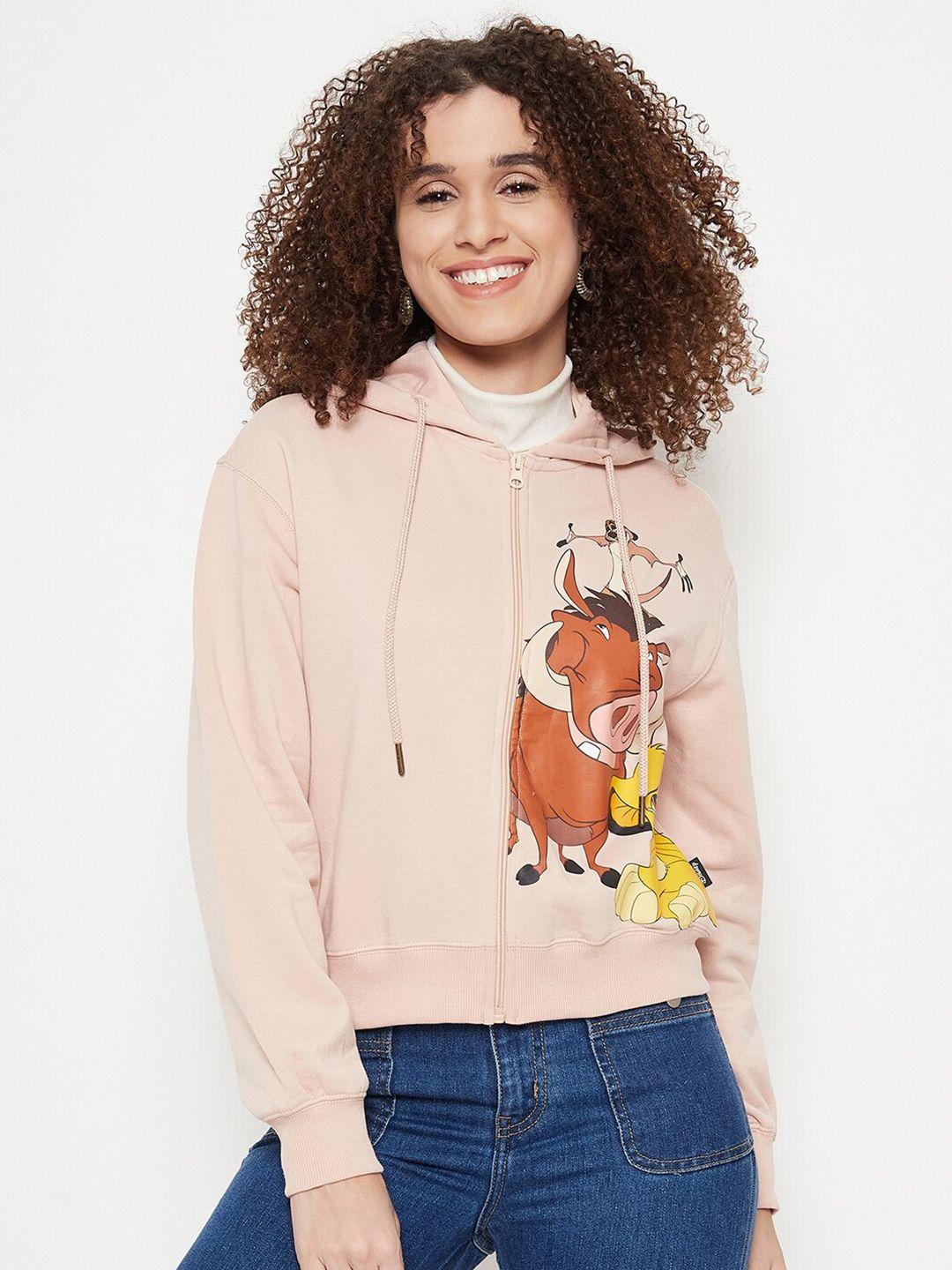 Madame Lion King Printed Hooded Cotton Front-Open Sweatshirts