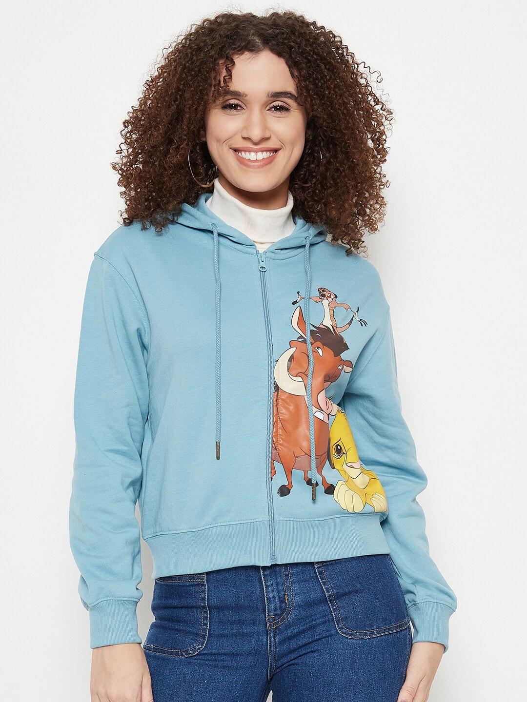 madame-graphic-printed-cotton-hooded-front-open-sweatshirt