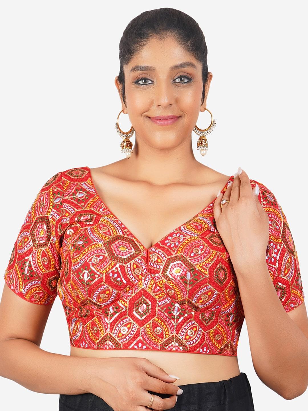 Trendzmy Embroidered Cotton Saree Blouse