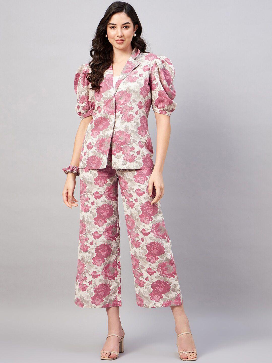 winered-printed-puff-sleeves-blazer-with-trouser