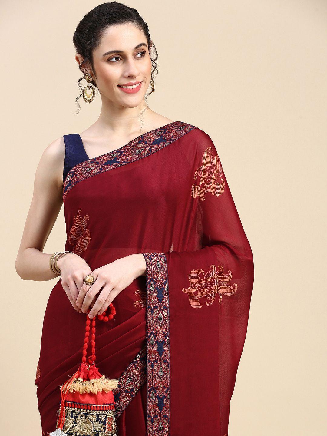 here&now-floral-zari-silk-blend-saree