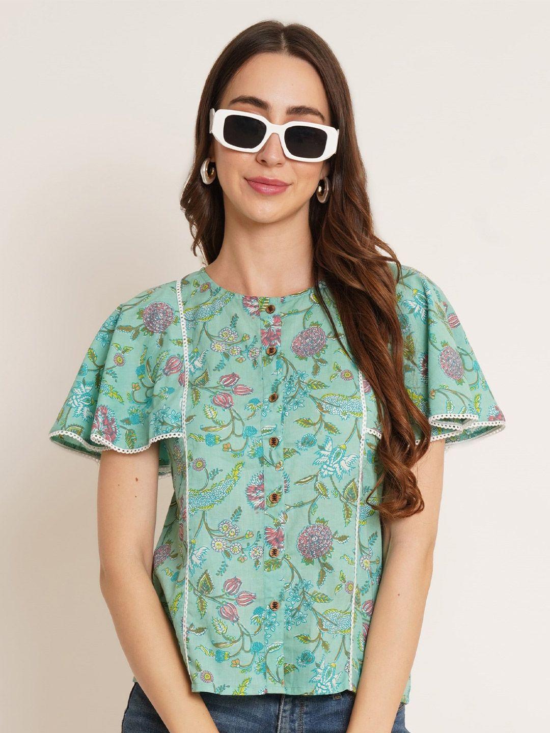 cotland-fashion-floral-printed-flared-sleeve-cotton-top