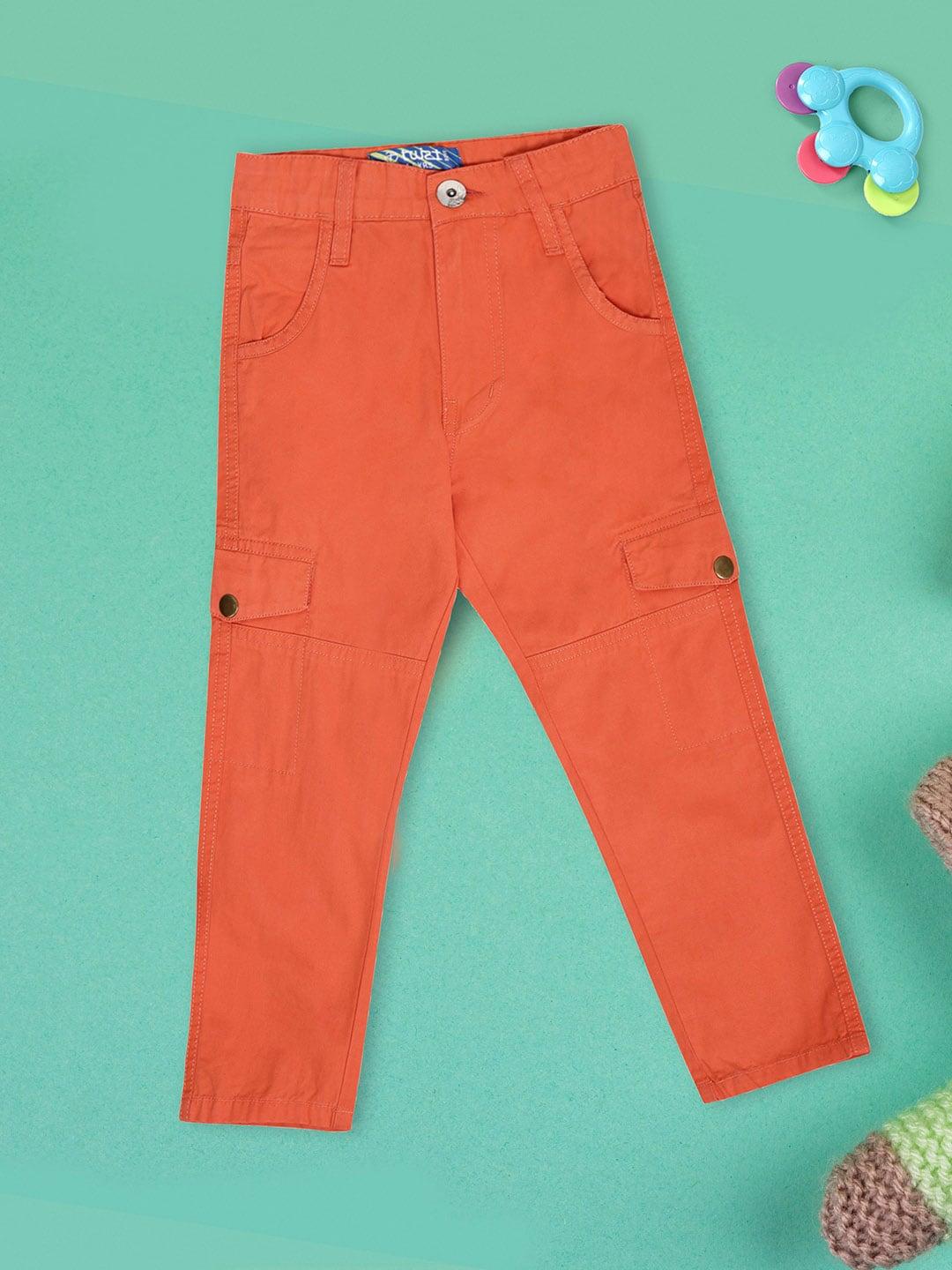 V-Mart Boys Twill Mid-Rise Cotton Cargos Trousers