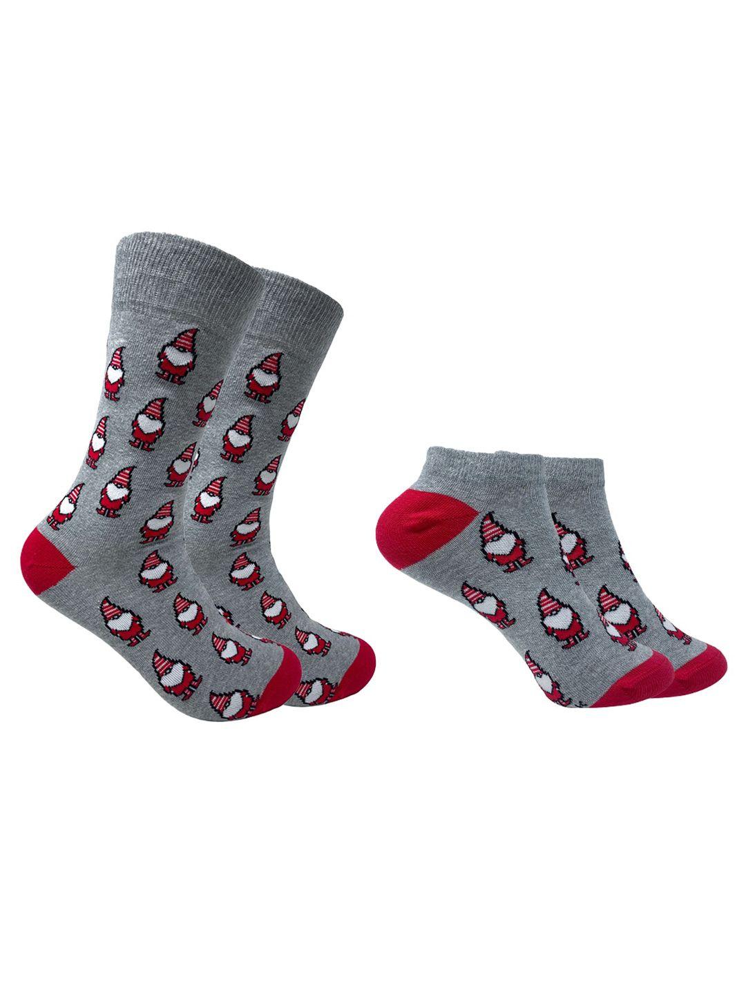 mint-&-oak-men-pack-of-2-groovy-snowman-patterned-calf-length-&-ankle-length-socks