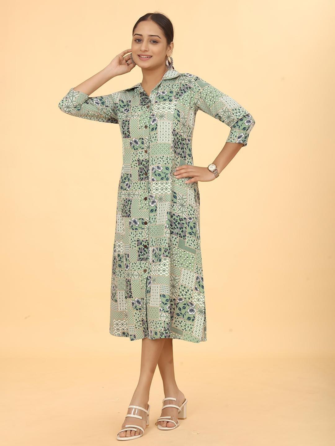 kesudi-floral-printed-shirt-style-cotton-midi-dress
