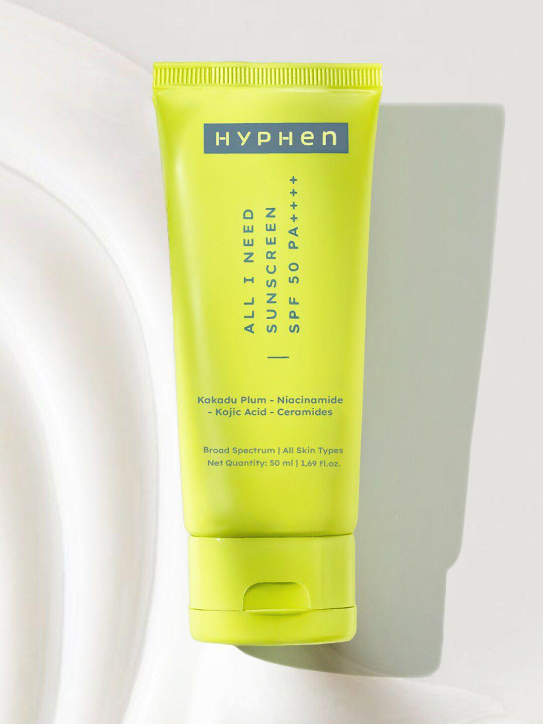 Hyphen All I Need Sunscreen SPF 50 PA ++++ with Ceramide For Moisturizing - 50ml
