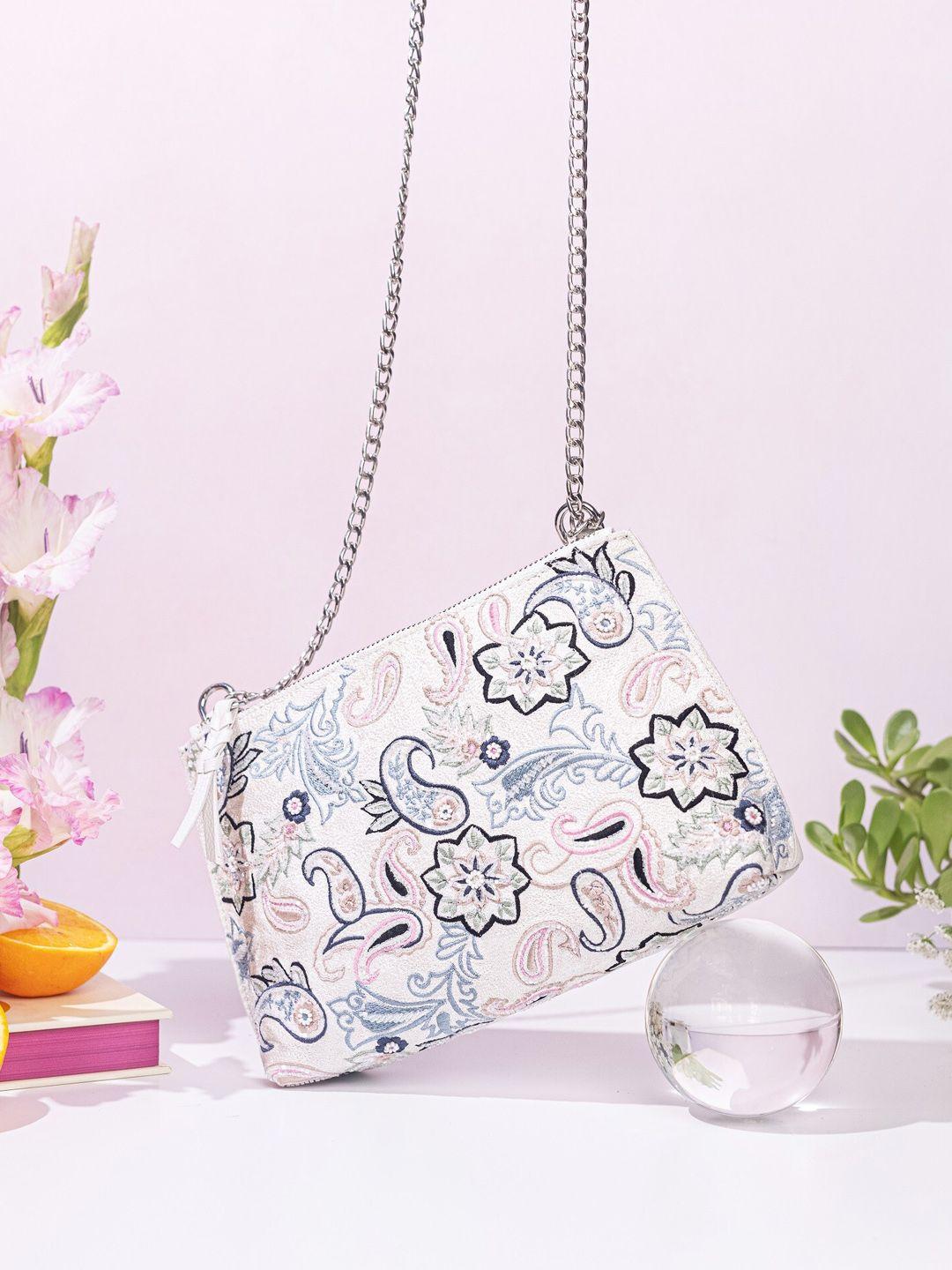 The Leather Garden Embroidered Leather Structured Sling Bag