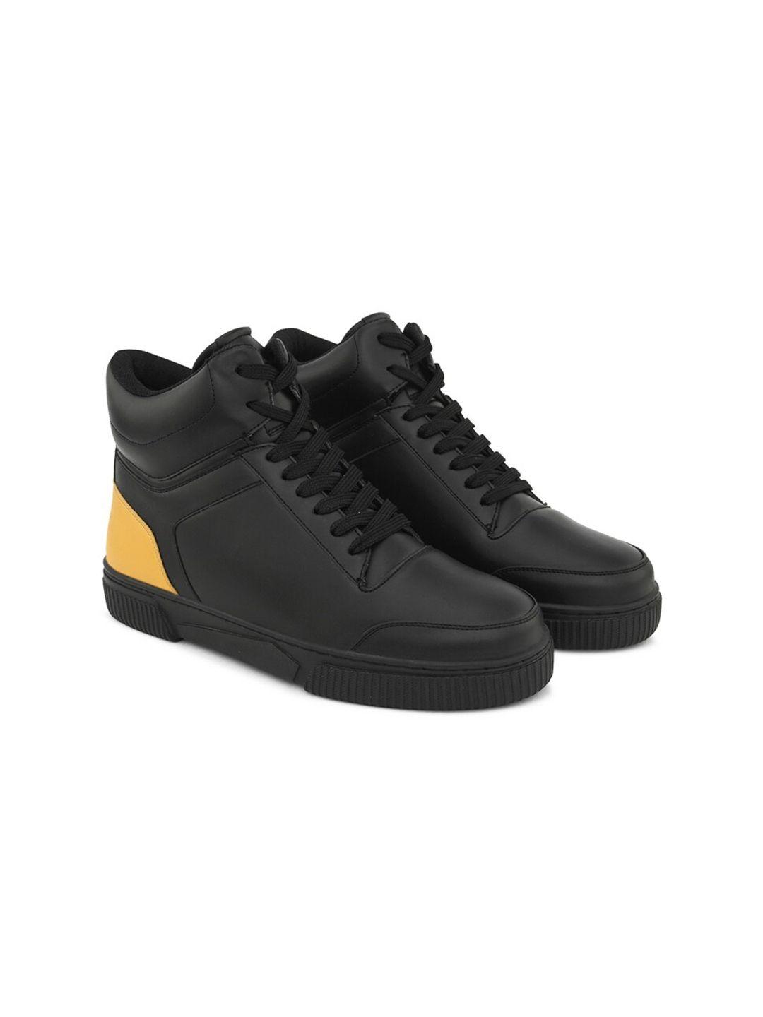 HRX by Hrithik Roshan Women Black & Yellow Mid Top Lightweight Comfort Insole Sneakers