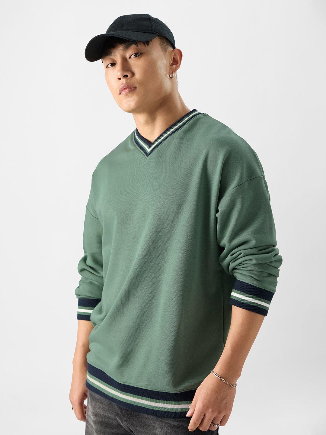 The Souled Store Green V-Neck Sweatshirt