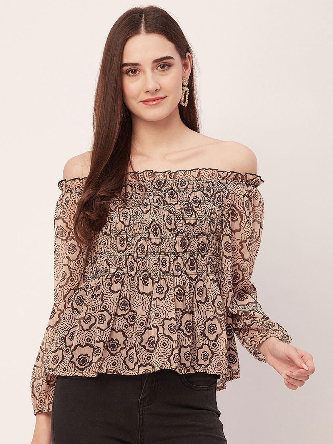 moomaya-floral-printed-off-shoulder-smocked-regular-top