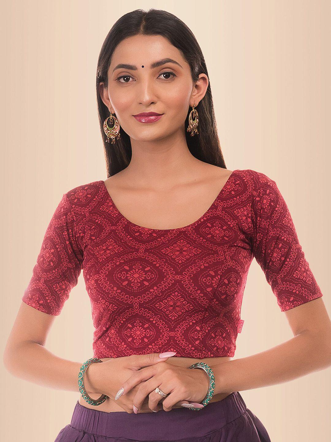 bindigasm's-advi-embellished-jacquard-stretchable-saree-blouse