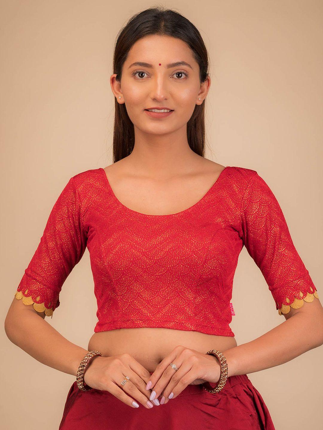 bindigasm's-advi-printed-jacquard-stretchable-saree-blouse