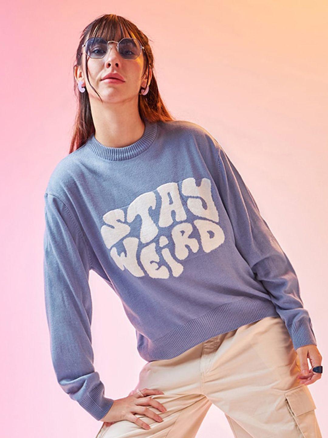 bewakoof-blue-typography-printed-pullover-acrylic-sweater
