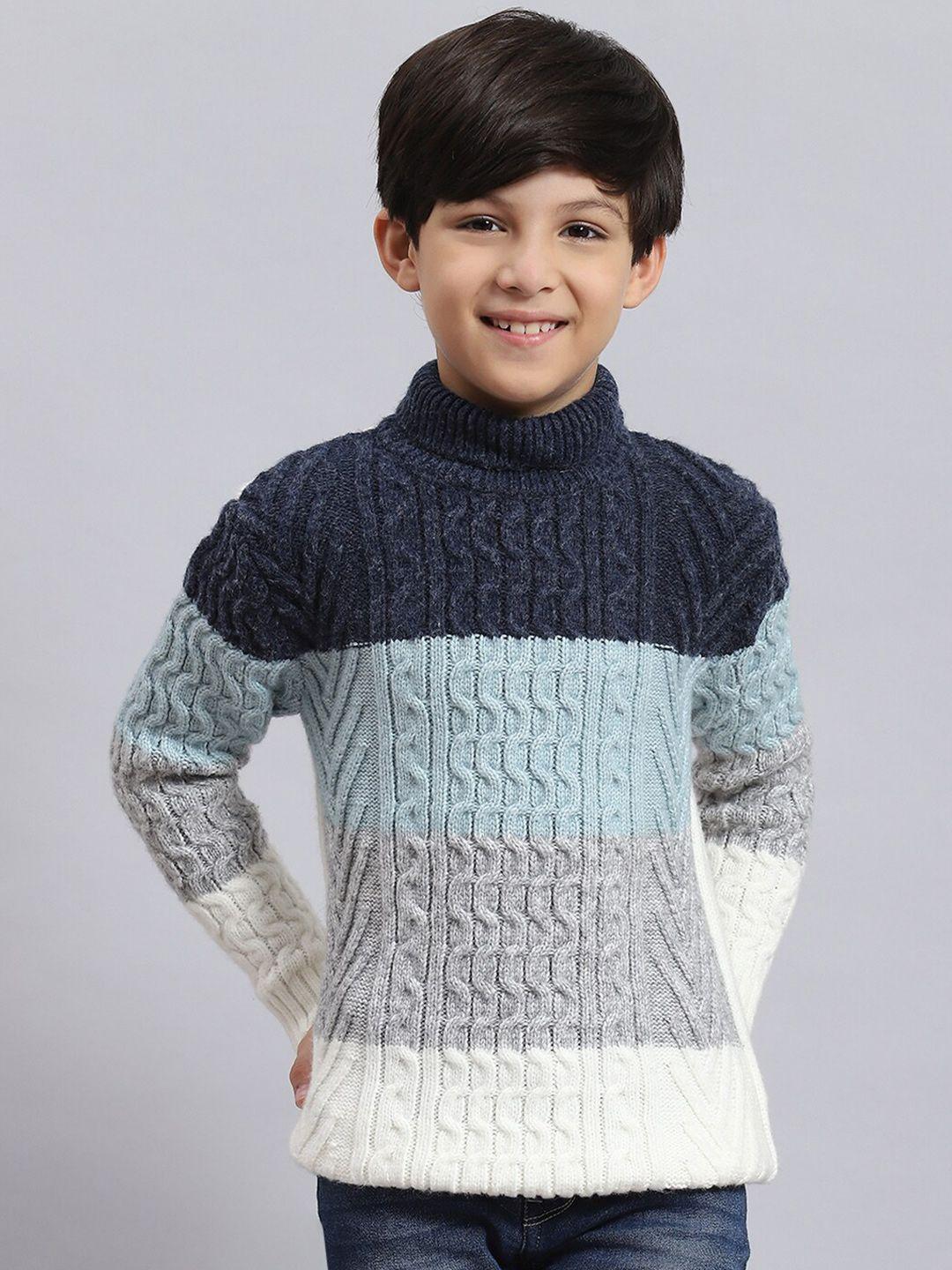 Monte Carlo Boys Colourblocked Turtle Neck Long Sleeve Pullover Sweater