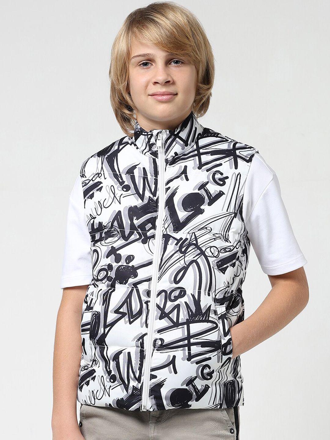Jack & Jones Junior Boys Abstract Printed Mock Collar Padded Jacket