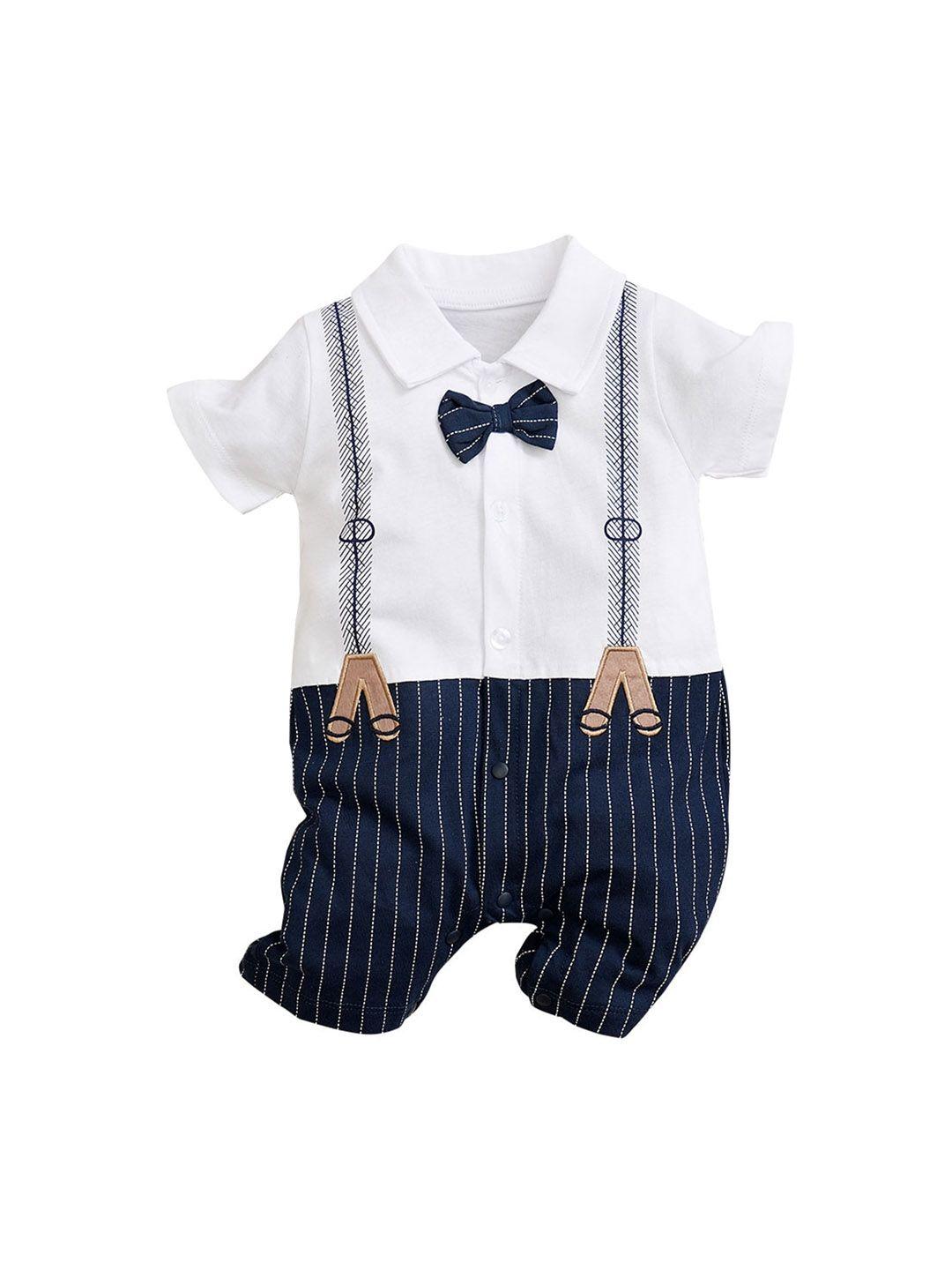stylecast-infant-boys-white-&-blue-striped-cotton-rompers