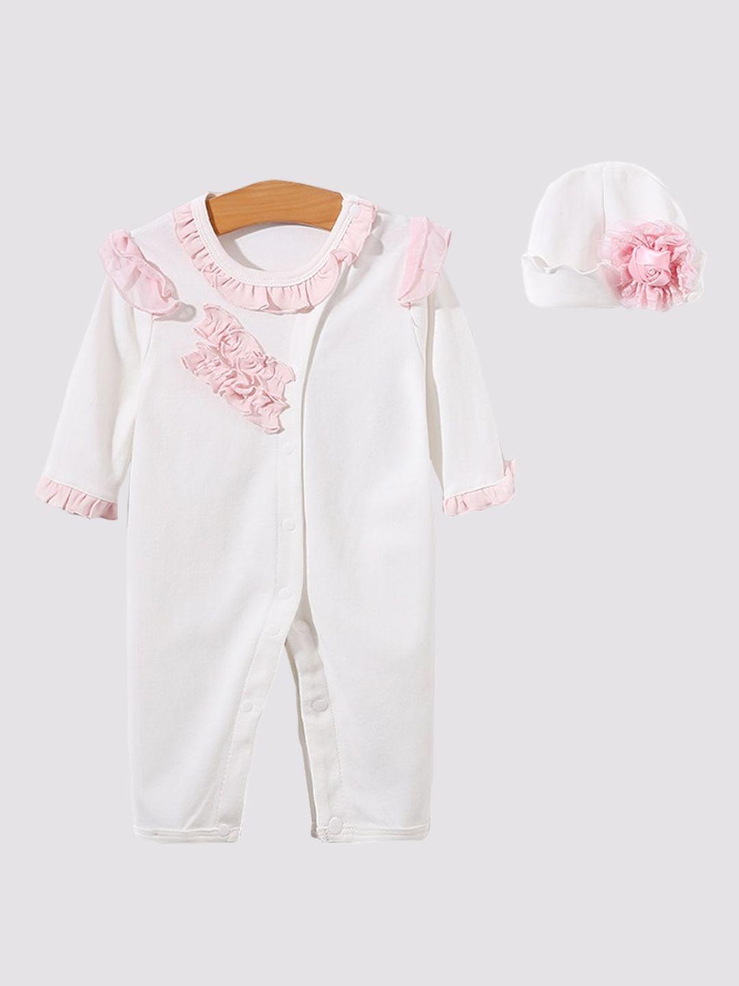 stylecast-infant-girls-white-self-design-cotton-rompers