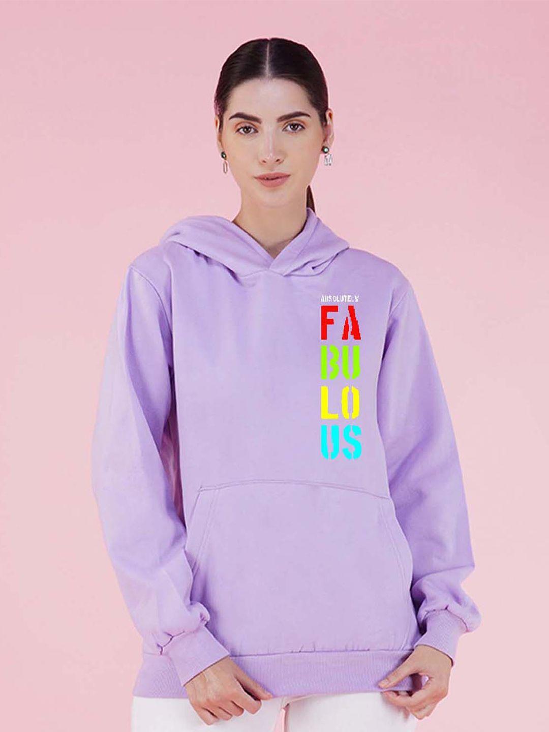 NUSYL Typography Printed Hooded Oversized Fleece Pullover Sweatshirt