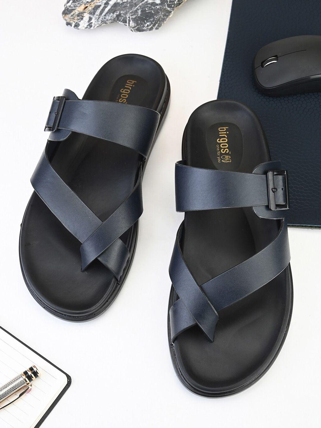 birgos Men One Toe Comfort Sandals With Buckle Detail