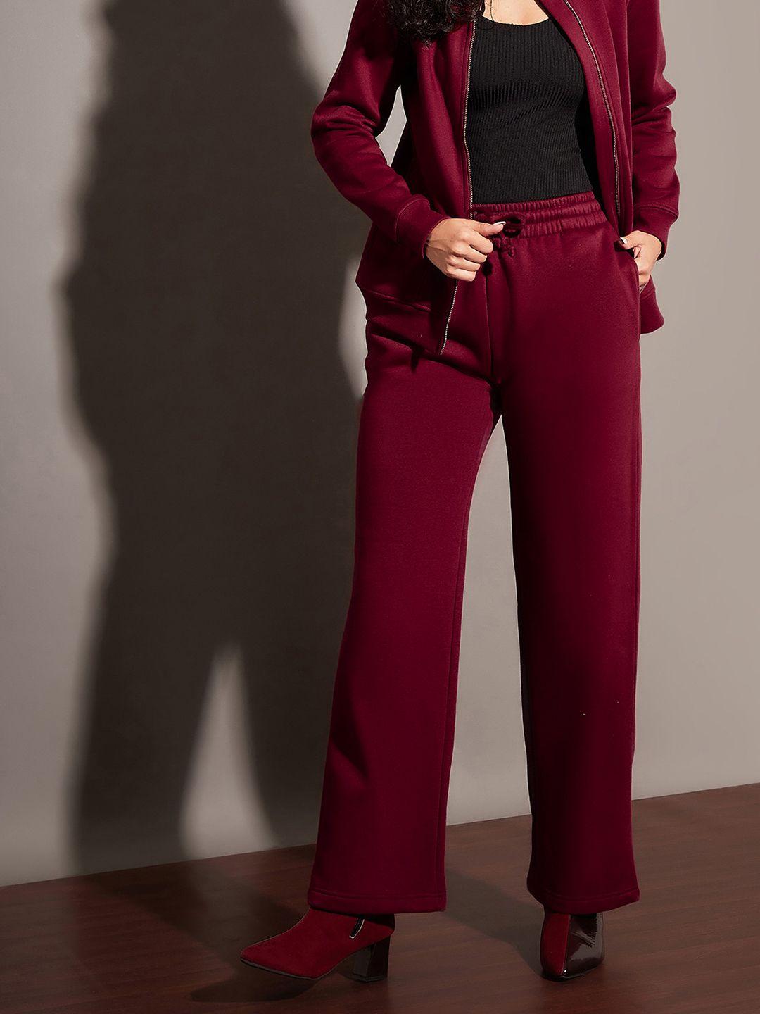 sassafras-women-maroon-relaxed-fit-mid-rise-fleece-track-pants