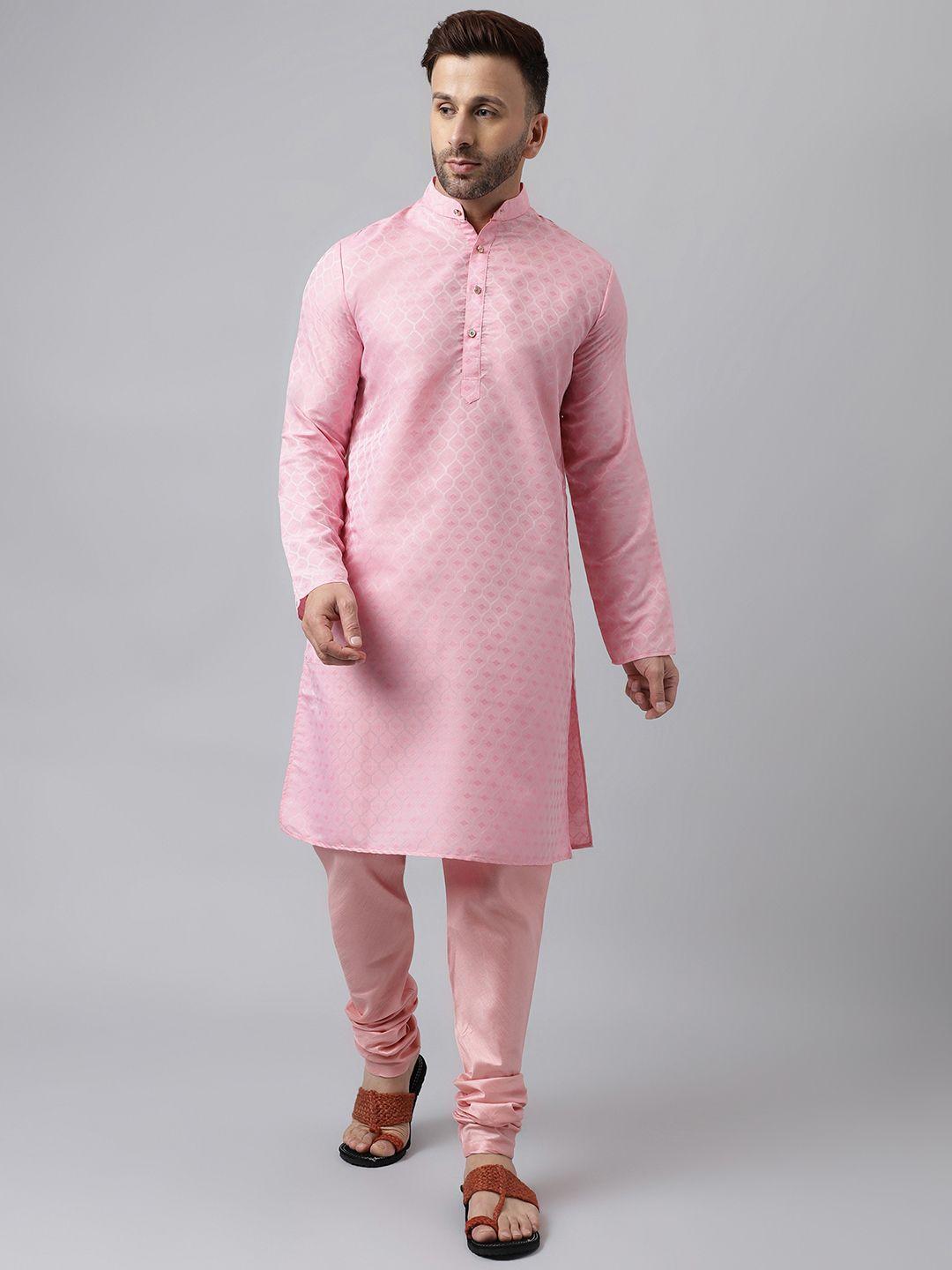 hangup-geometric-woven-design-straight-kurta-with-pyjamas