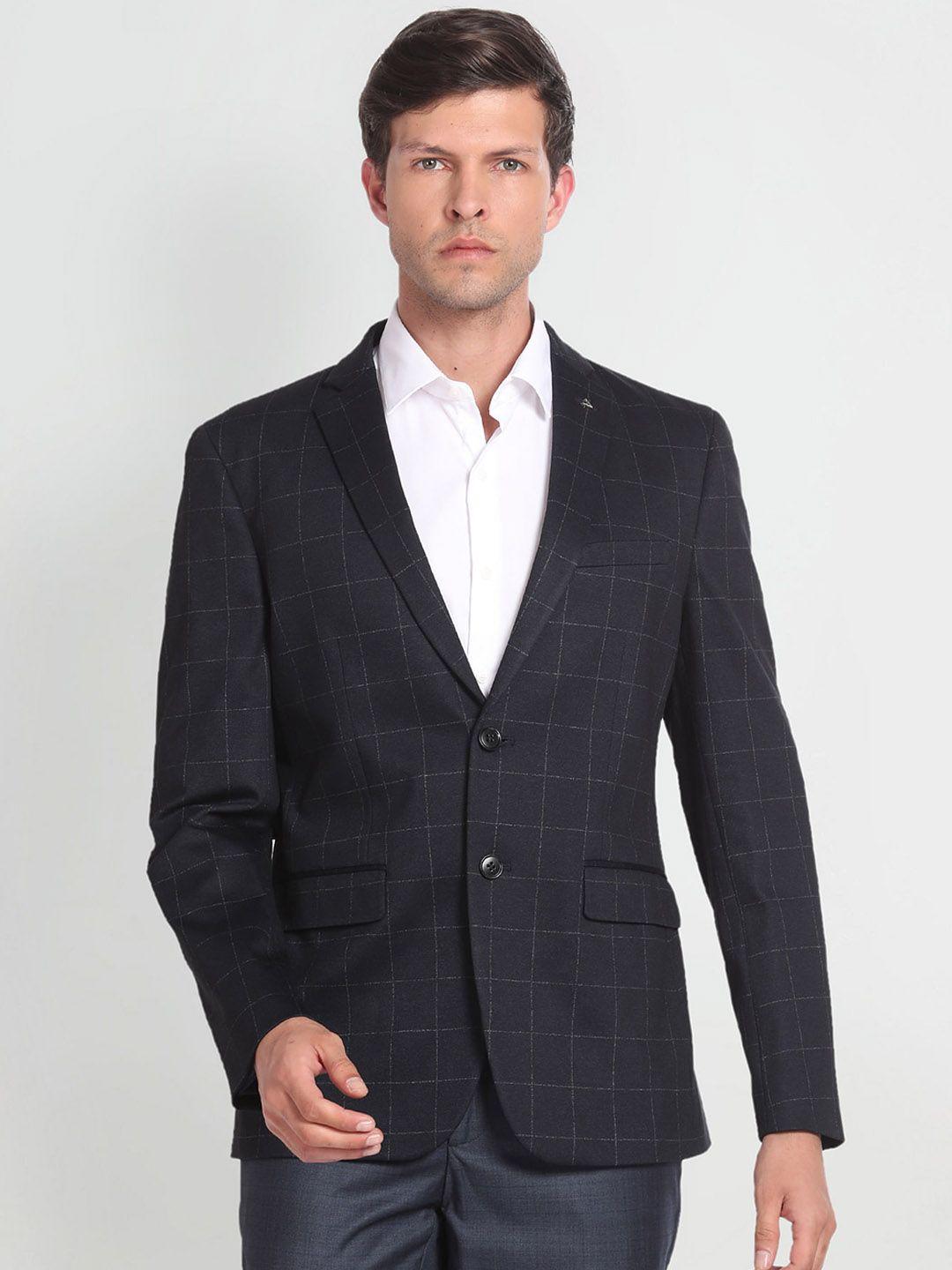 arrow-1851-checked-notched-lapel-collar-single-breasted-slim-fit-formal-blazers
