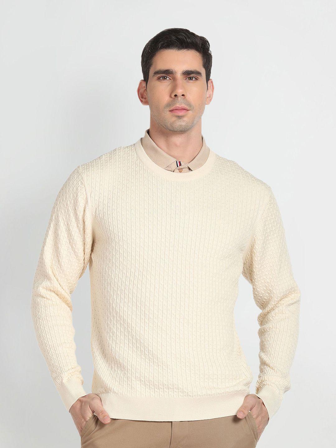 arrow-cable-knit-self-design-acrylic-cotton-pullover