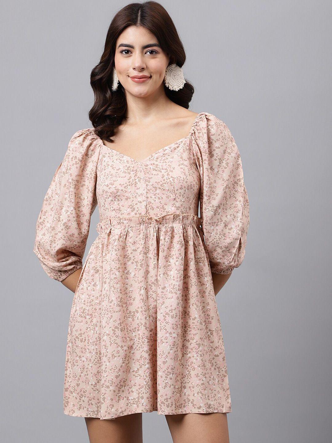 trymisfit-floral-printed-puff-sleeves-cotton-fit-&-flare-dress