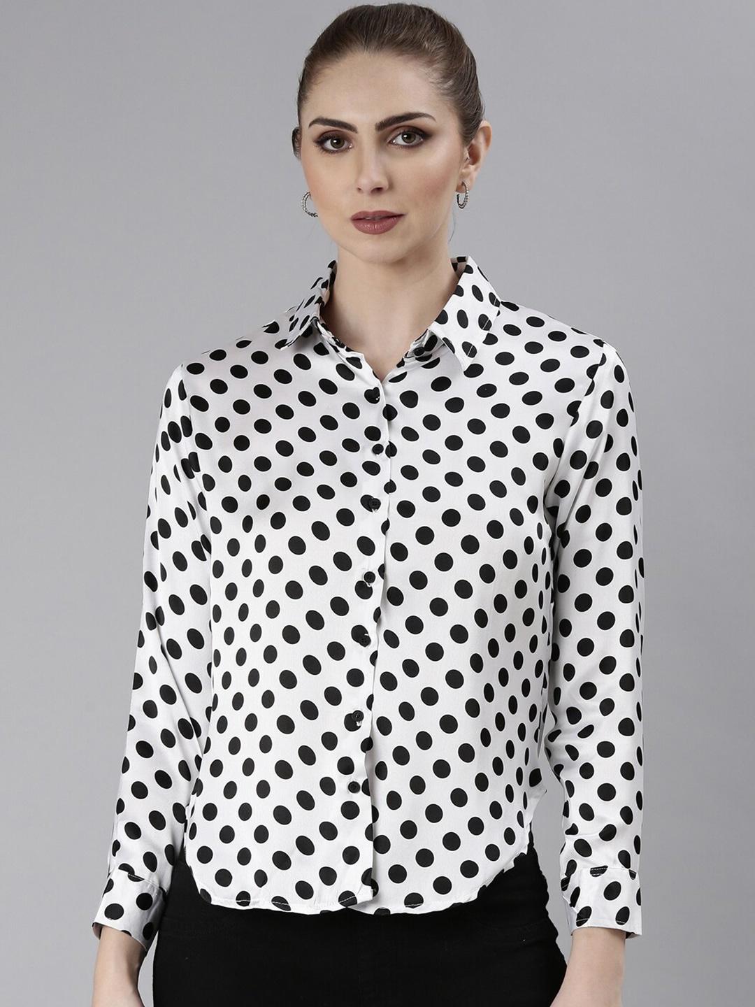 SHOWOFF Standard Slim Fit Polka Dot Printed Casual Shirt