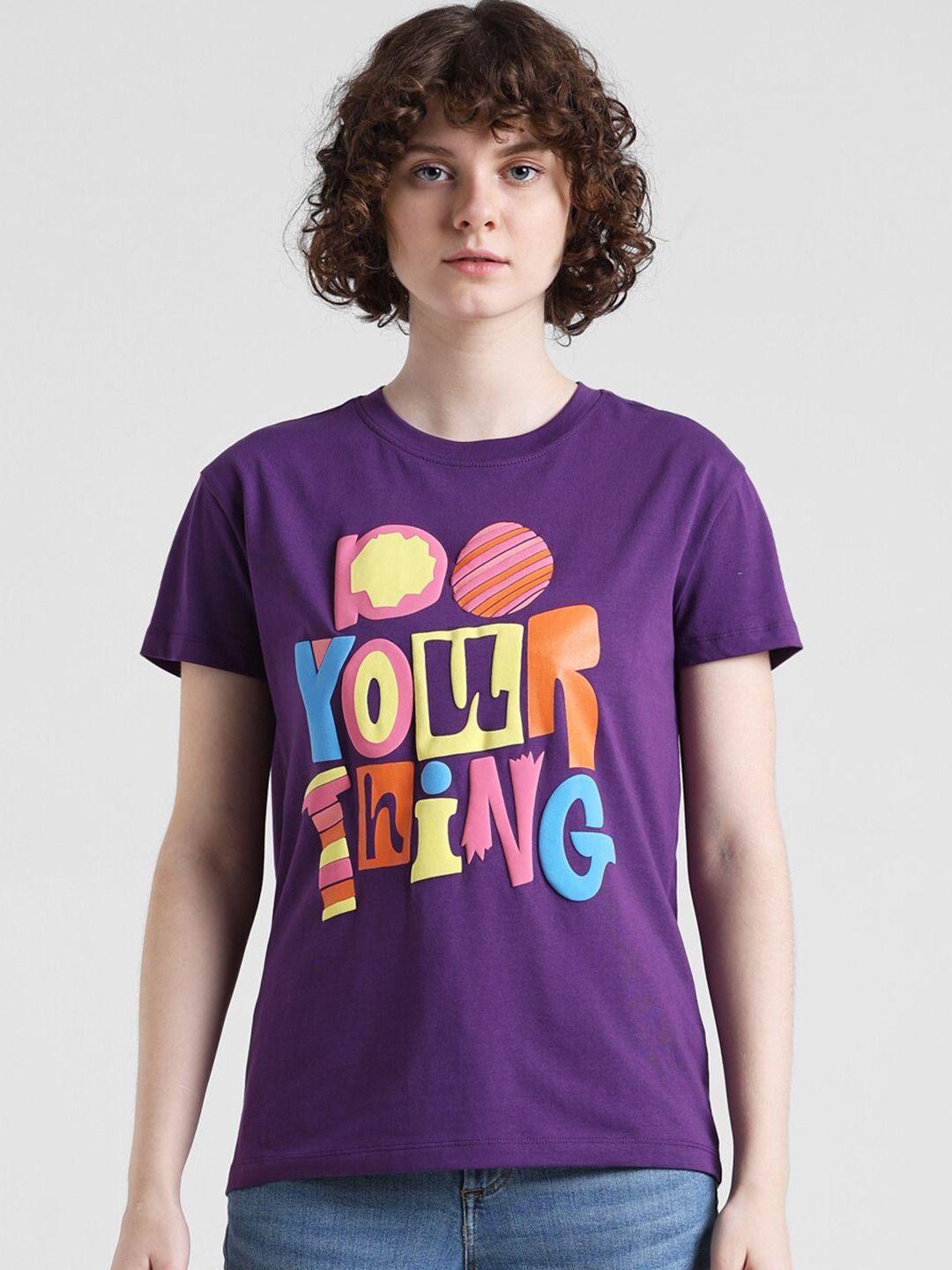 ONLY Typography Printed Pure Cotton T-shirt
