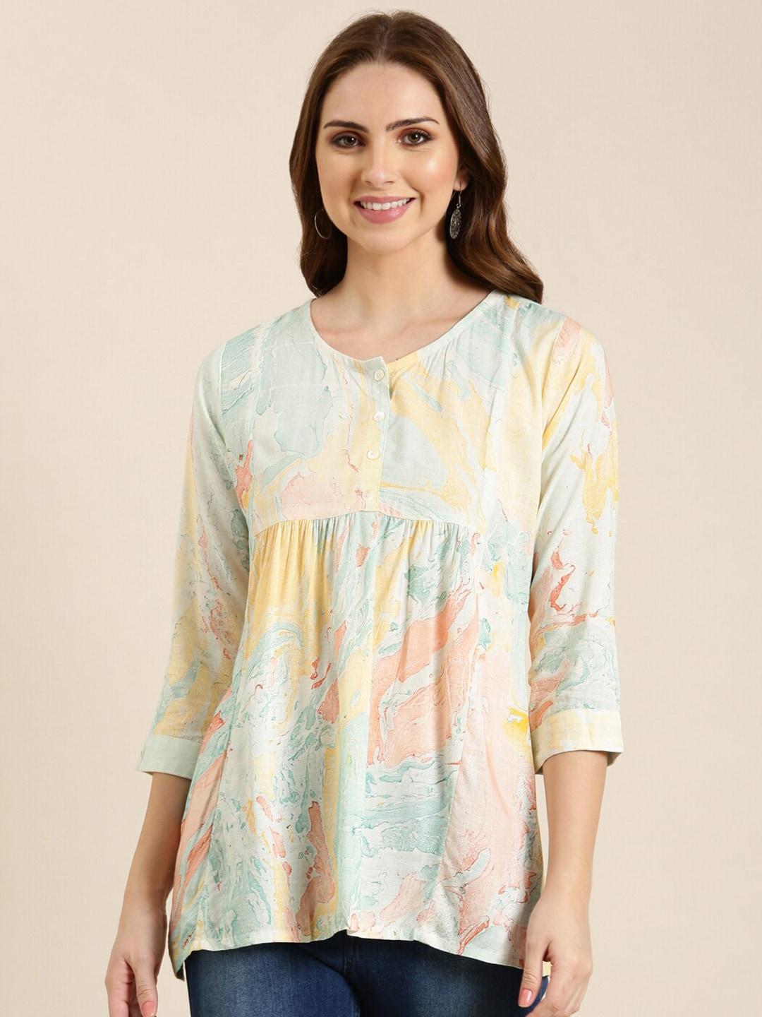 showoff-abstract-printed-pleated-straight-kurti