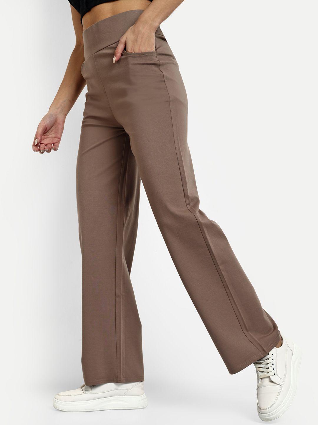 BROADSTAR Women Smart Straight Fit High-Rise Easy Wash Parallel Trousers